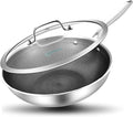 LOLYKITCH Hybird Nonstick Wok Pan with Lid | 10-Inch | Rivented Handle | Non Toxic | Tri-Ply Stainless Steel | Ceramic Coating | Stir Fry Pan | Induction Compatible | Dishwasher & Oven Safe