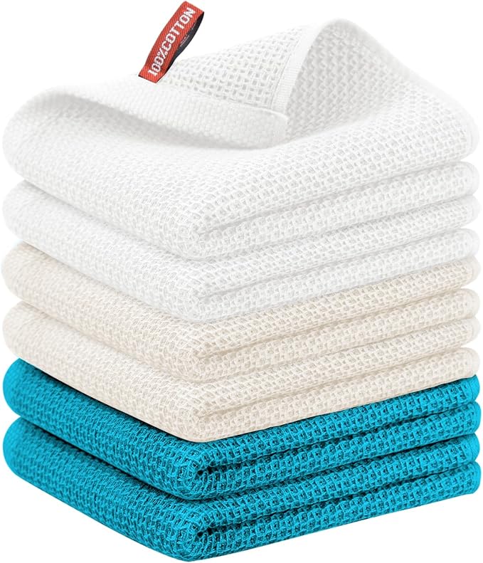 Nialnant 6 Pcs Kitchen Towels, 100% Cotton, 13 x 28 in | Kitchen Hand Towels, Super Soft And Absorbent Tea Towel, Dish Towels for Kitchen