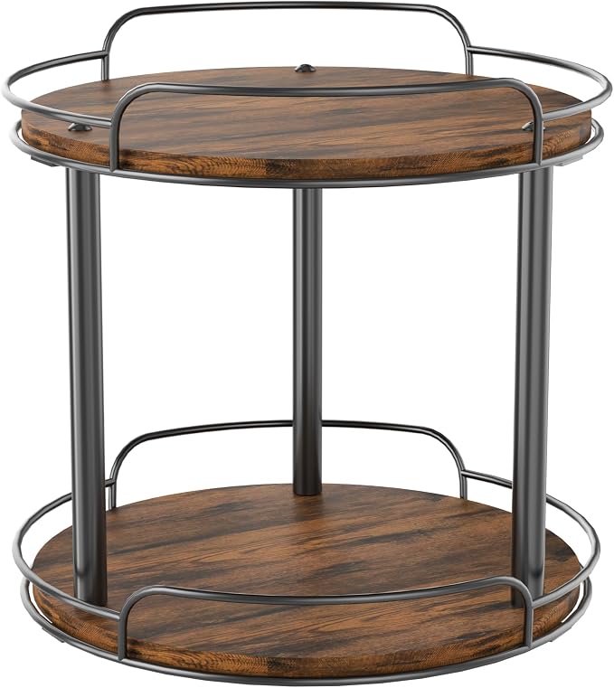 10'' Lazy Susan Turntable Organizer, 2-Tier Rotating Spice Rack | Wooden Lazy Susan for Cabinet, Table Top, Kitchen Countertop, Pantry, Bathroom, Vanity, Home Decor