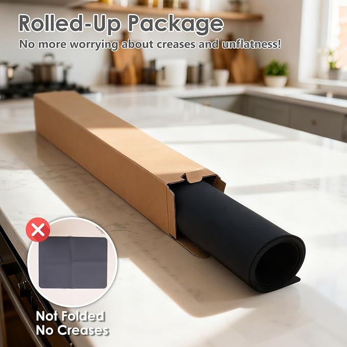 Extra Large Silicone Mat for Resin 36.2" x 24" 2MM Thick Silicone Craft Mat | for Table, Multifunction Silicon Matt for Kitchen Countertop Protector Heat Resistant Placemat by Foepoge(Black)