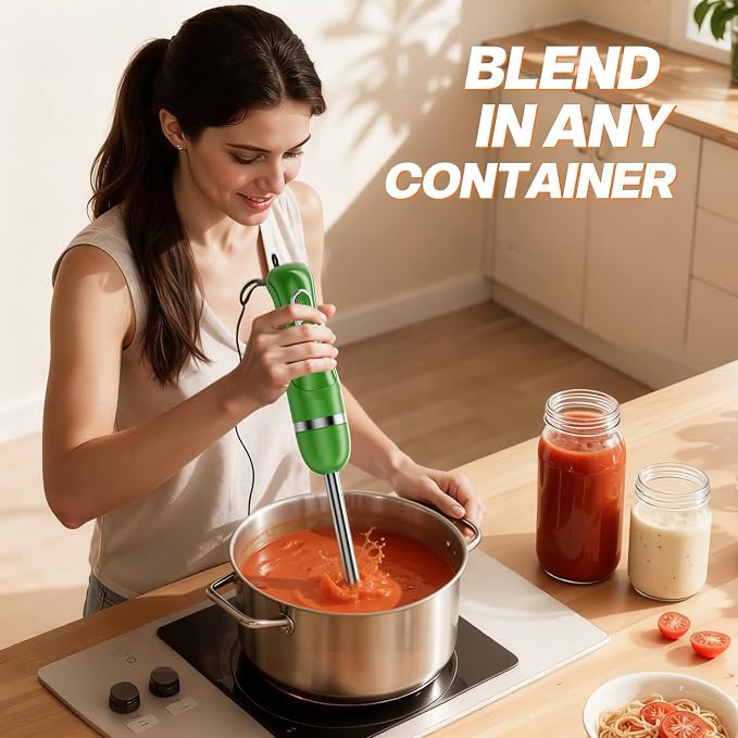 Turelar Immersion Blender Corded 400W, 2 Speed, Emulsifier, Blend, BPA-Free | Hand Blender Stick Mixer, Ergonomic Handle, Stainless Steel Blades, Effortless Blending for Soup, Smoothies, Puree, Baby Food