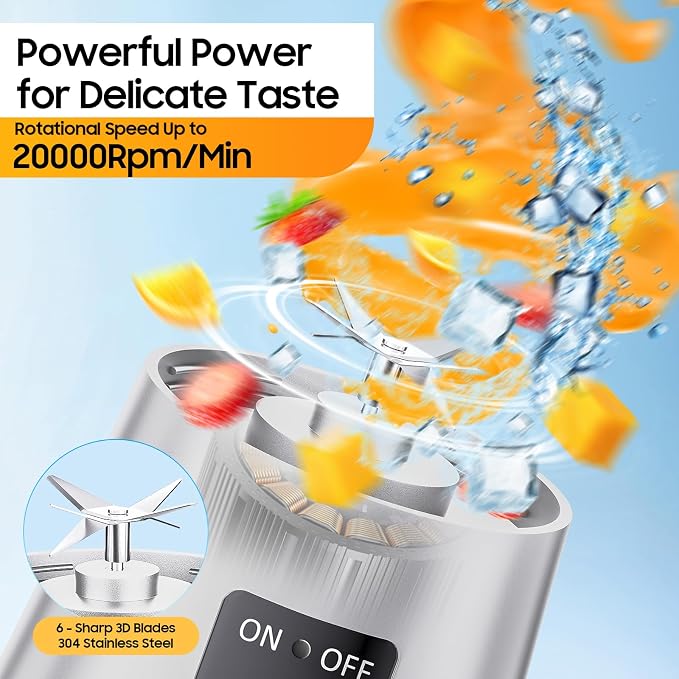 Small Portable Shakes & Smoothie Blender - 13 Oz Personal Size Blender | 380ML BPA Free Traveling Juice Cup, High Blending Speed of 20,000 Rpm, Squeezing Juice Suit in Sports/Office/Home/Travel
