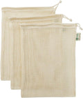Reusable Produce Shopping and Storage Bags, Drawstring, Washable Organic Cotton Mesh, Medium 3 pack