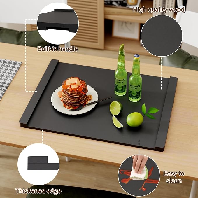 Noodle Board Stove Cover Wood(Ready to Use), Stove Top Covers for Electric Stove, Gas Stove, Wooden Decorative Rustic Kitchen Serving Tray, for Range Stovetop, Cooktop, 30'' * 22'', Black