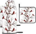 Winter Cardinal Birds Oven Mitts and Pot Holders Sets of 3 Hot Pads | Heat Resistant Washable Oven Gloves for Cooking Grilling Baking Christmas Holiday Kitchen Decor Cardinal Gifts for Women