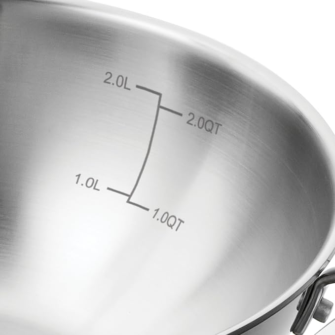 Tramontina Utsava 2.75-Quart Tri-Ply Clad Stainless Steel Kadai with Lid | Kadhai Pot for Indian Cooking