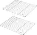 P&P CHEF 15.3" x 11.25" Cooling Baking Wire Racks Pack of 2, Silver | Stainless Steel Cooling Racks for Cooking Baking Roasting Grilling Drying, Dense Wires & Smooth Edge, Easy Clean & Rust Proof