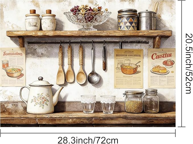 HOMETITUTE Spring Stove Top Cover 28x20 Kitchen Shelf Oil Painting Heat Resistant