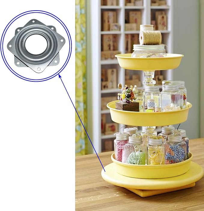 10Pack 3Inch Lazy Susan Hardware Square Rotating Bearing Plate Turntable | Lazy Susan Hardware Base for Serving Trays Kitchen Storage Racks Craft Table Zinc Plated Steel Swivel Plate 500lbs Capacity