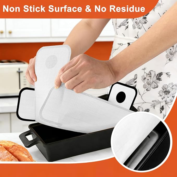 4 Pack Full-Coverage Silicone Bread Sling, Nonstick Silicone Loaf Pan Liner | Reusable & Dishwasher Safe Bread Baking Mats Fit 9x5, 9.5x5, 10x5 Inch Bakeware, Folded Corners Prevent Batter Leakage, White