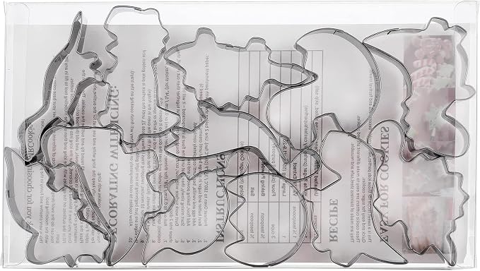 MrCookie Mini Sizes Dinosaur Cookie Cutters Set Stainless Steel.