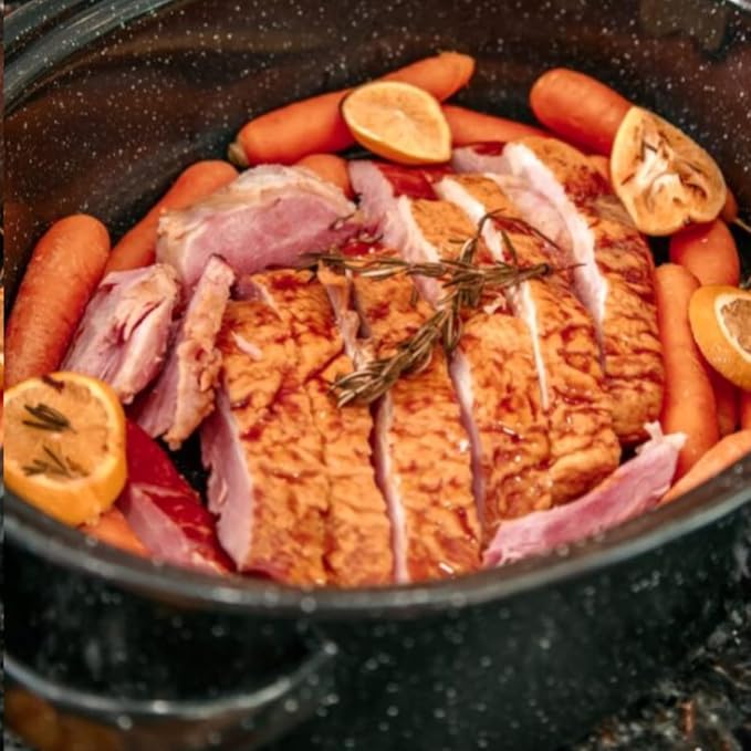 Granite Ware Covered Oval Roaster, 20 Lb Capacity - Speckled Black | Porcelain Surface Enamel Steel Roasting Pan with Lid, Oven & Grill Safe Cookware for Poultry, Meats, Vegetables & Roasting