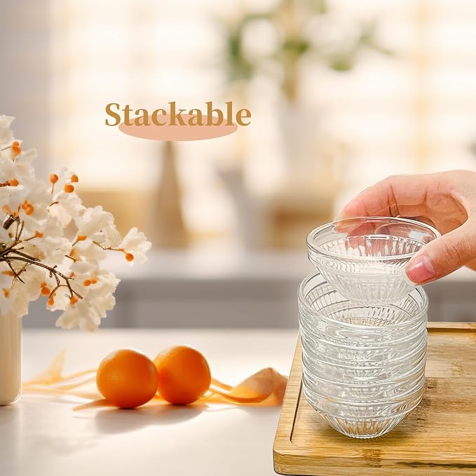 3in 2.5oz Small Clear Glass Ramekins Custard Bowls, 10 Pack Mini Glass Dipping Sauce Cups Pinch Bowl, Little Kitchen Condiment Ingredient Prep Salad Dishes, Dishwasher Microwave Freezer Safe