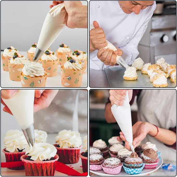 Engorgio 200 Pcs Disposable Mini Piping Bags 8 inch Pastry Bag Pastry Crimpers Small Piping Bags Disposable Pastry Bags For Cake Macarons Dessert Decorations Cookies Baking Cupcakes (Clear)