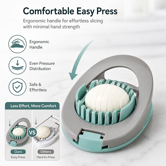 Egg Slicer for Hard Boiled Eggs with Stainless Steel Wire | Egg Strawberry Cutter, Dishwasher safe