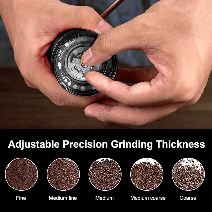 M6 Hand Coffee Grinder for Espresso Pour Over French Press Moka | 24 Adjustable Settings,Hexagonal Conical Burr,All Metal Body,Portable Compact Hand Grinder for Travel, Camping,Home & Office