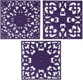 Silicone Trivets for Hot Pots and Pans, Square Non Slip Mats for Table, Multi-Use Carved Hot Pads, Flexible Modern Pad Heat Resistant Big Teapot Coaster Set of 3 Purple