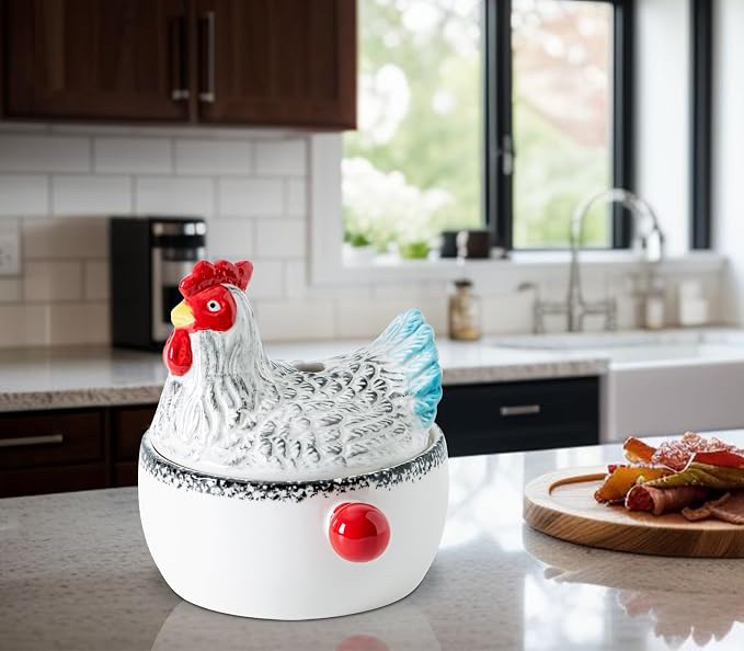 Chicken Shaped Ceramic Wave Microwave Cooker Hen Shaped Stone Wave Microwave Cooker Microwave Egg Cooker Multi-Functional Microwave Steamer & Pasta Cooker Casserole Saucepan Stew Cooker