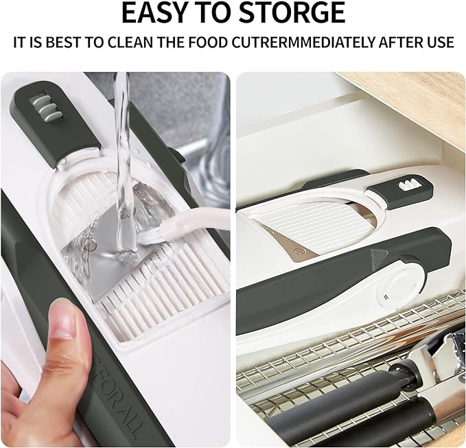 ONCE FOR ALL Upgrade Safe Mandoline Slicer Plus, Adjustable Vegetable Slicer DarkGray
