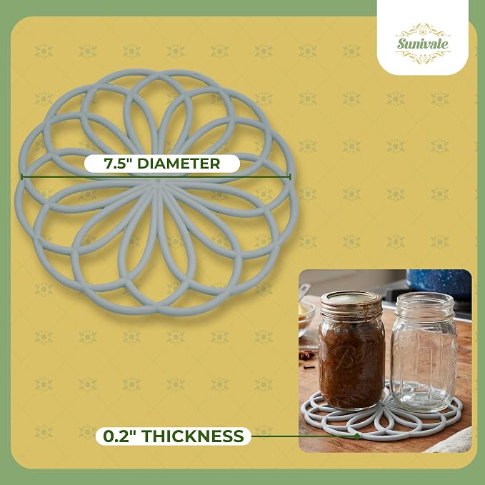 Silicone Canning Jar Rack & Kitchen Trivet 7.5 Inch | Heat-Resistant Silicone Canning Rack for Hot Water Bath Canners - Also Works as a Dishwasher-Safe Kitchen Trivet