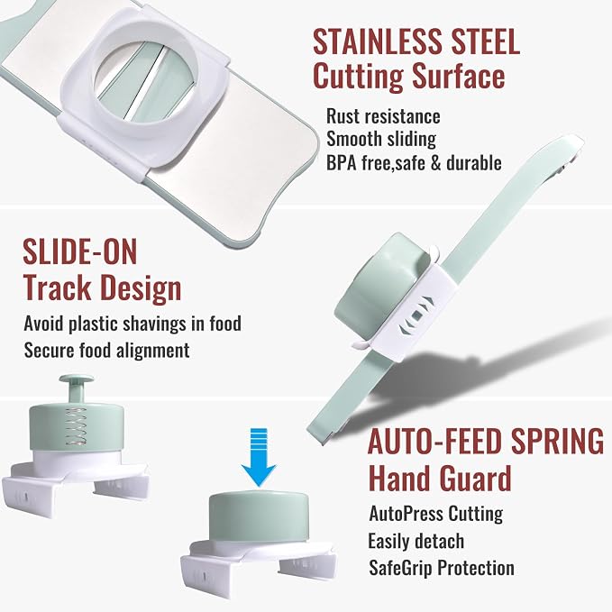 NACOLUS 6-Blade Mandoline Slicer for Kitchen,Handheld Vegetable Slicer | stainless steel surface,straight slicer 1/3mm,shredder 2/3mm,waffle fry cutter,grater,finger-safe hand guard,garlic slicer