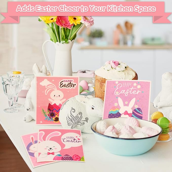 Lucomb Sedish Dishcloth (10 Pack-Easter Bunny+ Clips)