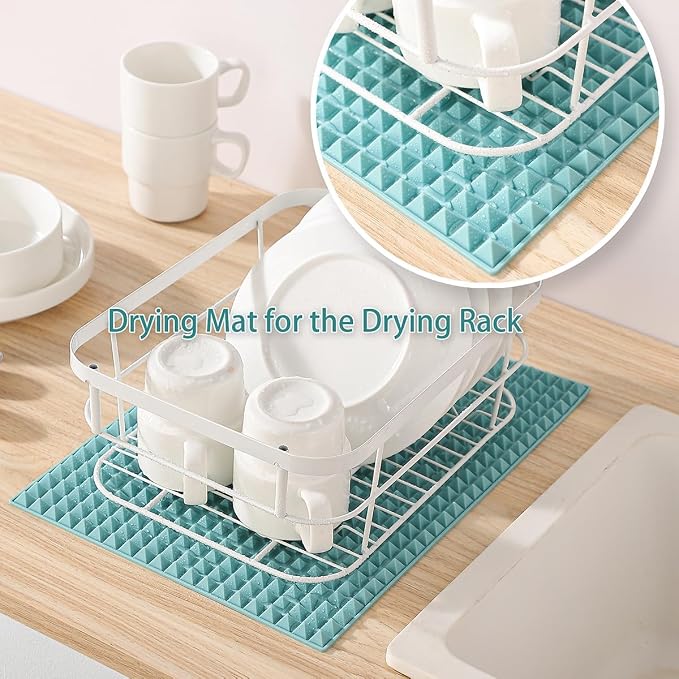 Colinda Silicone Dish and Cup Drying Mat - Extra Large Trivet for Hot Dishes, Large Size Hot Pots and Pads Coming Directly Out from the Stove or Oven,Drain Board,16" x 11.5",Black