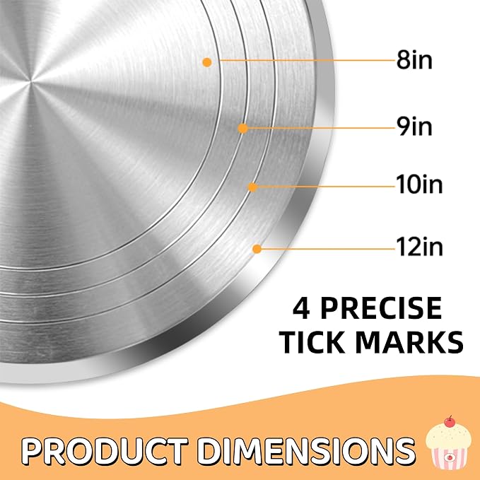 12-Inch Aluminum Alloy Cake Turntable for Frosting, Ultra-Smooth Rotating Icing Stand with Non-Slip Base, Heavy-Duty Decorating Rotating Cake Stand for Baking, DIY Crafts, and Cake Decoration