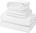 Soft Bath Towel Set of 4, Extra Large Microfiber Towels 35x70 in, Bath Towel Hand Towel Hair Towel Washcloths Set, Quick Dry, Highly Absorbent, for Bathroom Shower Pool Hotel Beach (White, 4 Piece)