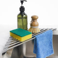 Tomorotec Triangle Roll-Up Dish Drying Rack for Sink Corner Small Foldable Stainless Steel Over The Sink Multipurpose Kitchen Drainer Caddy Organizer Storage Space Saver Shelf Holder (Gray) | BPA-Free Food-Grade Silicone Edges Foldable Waterproof Rustp...