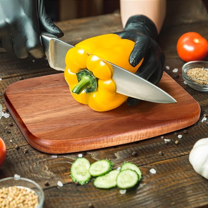 Small Acacia Wood Cutting Boards for Kitchen with Hanging | Mini Wooden Cutting Board for Vegetables, Fruit, Bread, Meat - BPA Free, 9" x 6.5"
