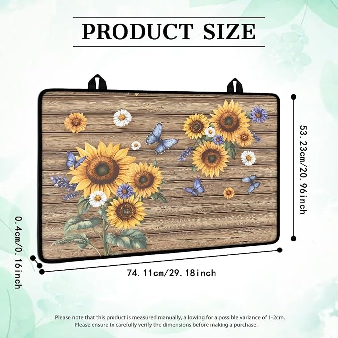 Sunflower Wood Multi-Purpose Stove Top Cover Silicone Thermal Mat for Electric Stove(30"x21") Scratch Resistant Glass Cooktop Protector & Dish Drying Mat