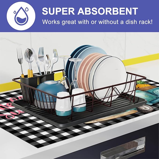 HOMETITUTE Hello Summer Stove Top Cover 28x20 Truck Gingham Heat Resistant