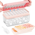 1" Ice Cube Tray with Lid and Bin, Easy Release 64 Cubes for Freezer | Food-grade BPA-free PP and ABS. 1" x 64pcs ice cubes for fruit whiskey, cocktails. Space-saving, stackable with scoop