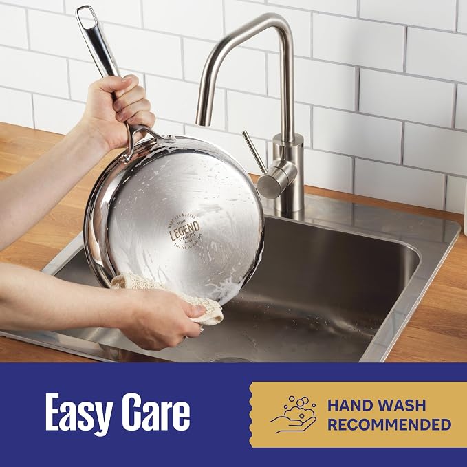LEGEND COOKWARE 5-Ply Stainless Steel Wok Set, 12-Inch 5-Quart with Lid and Steamer - Induction Compatible, Oven Safe 800°F - Non-Toxic, No Coatings - Even Heating - Built to Last Generations