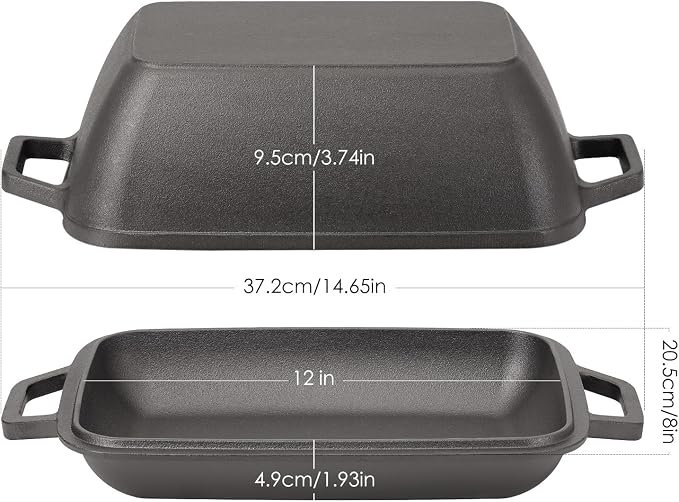 Flavehc Oval Cast Iron Dutch Oven for Bread Baking 12x8 Inch Pre-Seasoned Bread Pan with Lid 6QT Cast Iron Bread Dutch Oven for Sourdough