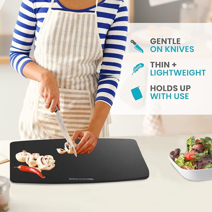 Dishwasher Safe Cutting Board for Kitchen - Large Composite Wood Chopping Board, Thin & Lightweight, Heat Resistant, BPA-Free, Eco-Friendly Cutting Board for Meal Prep, 14.5 x 11.25 Inch (Slate Black)