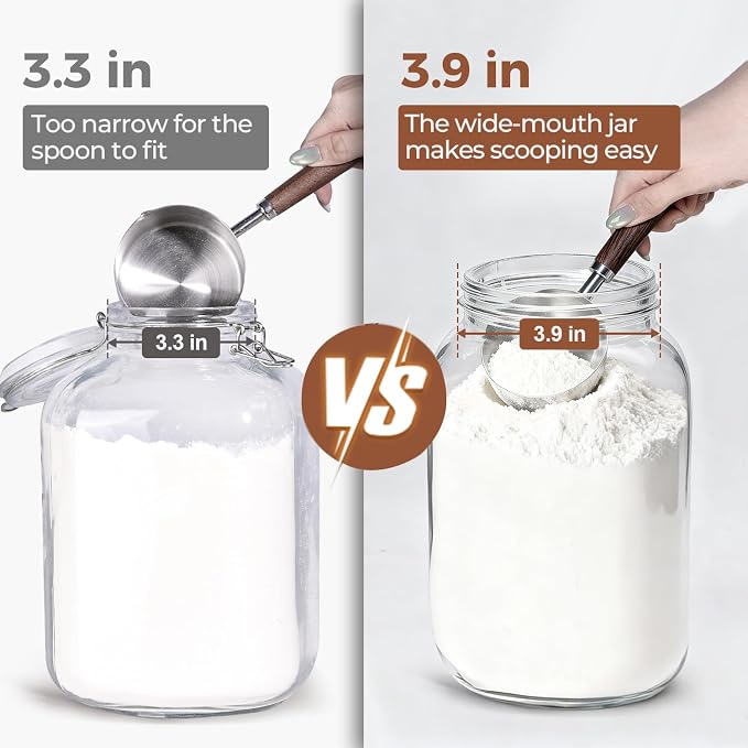 ComSaf 128 oz Wide Mouth Mason Jars 2 Pack, 1 Gallon Glass Jars with Lids | BPA-Free Materials, Large Size, Canning Pickling Sauce, Meal Prep Salad, Sourdough, Flour And Sugar For Baking, Food Storage