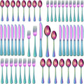 Colorful Rainbow 30 Pieces Silverware Sets Service For 6,Colored Flatware Sets Contains Knife And Fork Spoons Eating Utensils Sets For Kitchen Tableware