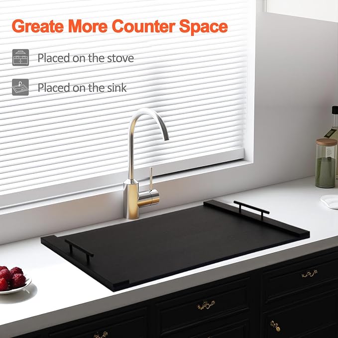 Wood Stove Top Cover/Noodle Board Stove Cover, Gas Stove Top Covers for Electric & Gas Stoves (Black)
