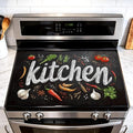 Chalkboard Kitchen Word Art Stove Top Cover 28.35x20.47in Farmhouse | Chalkboard kitchen word art stove top cover 28.35x20.47 in; herb spice farmhouse cooktop mat dishwasher safe machine washable