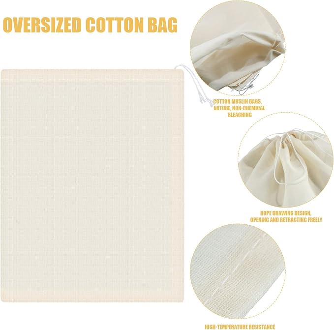 Pangda 15 Pcs Muslin Bags 8x10 Inches, Cotton Drawstring Bags Fabric Gift Pouches Bulk Sachet Reusable Grocery Pouches for Jewelry Party Favors Wrapping Home Storage DIY Craft