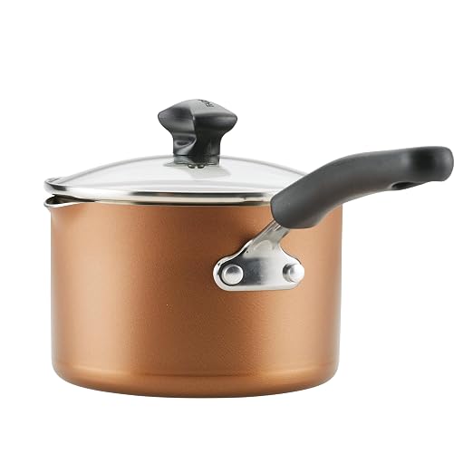 Farberware Cookstart Aluminum DiamondMax Nonstick Cookware Set, Kitchen Essentials, 15-Piece, Copper