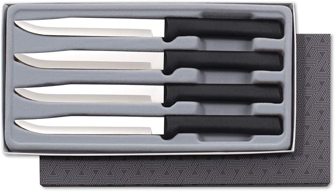RADA Cutlery Four Utility/Steak Knives Gift Set (G255), Black | 4-Piece Knife Set , Stainless Steel Blade, Resin Handle
