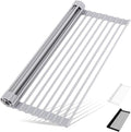 HANZENMA Roll Up Dish Drying Rack Over The Sink Kitchen Roll Up Sink Drying Rack Multipurpose Foldable Sink Drying Mat, Heat-Resistant, Anti-Slip & Anti-Rust Dish Rack for Kitchen, 20.5" x 13", Grey