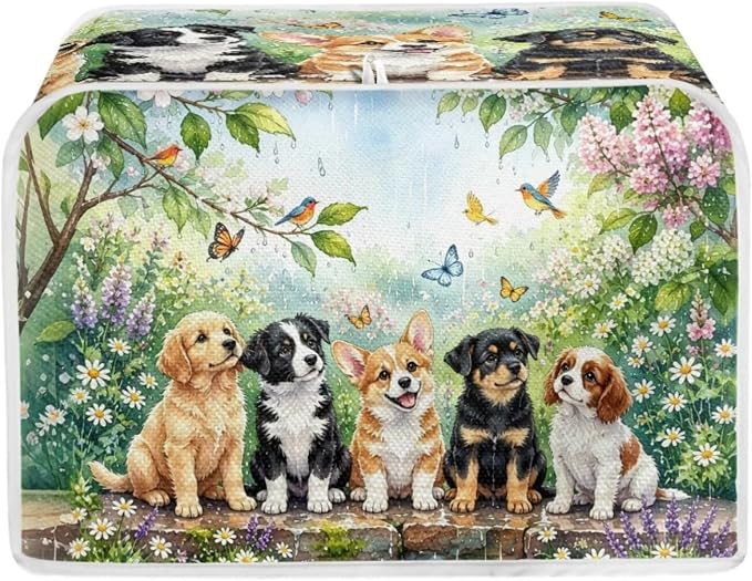 Corgi Rottweiler Print Toaster Cover Floral Butterfly Print Toaster Oven Cover Anti Fingerprint Bread Maker Machine Covers for Home