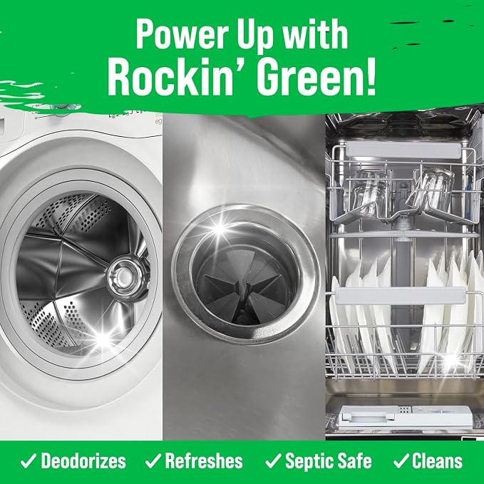 Rockin' Green Multi-Purpose Cleaner Citrus Lime 24 Pk | Deep Cleaning, Deodorizing, for Dishwashers Washing Machines Garbage Disposals, Removes Odor and Residue