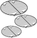 P&P CHEF Round Cooking Rack, Cooling Rack for Steamer, 7.5+9+10.5”, Black | 3 Pack Stainless Steel Baking Rack for Grilling Roasting, Fits Air Fryer, Canning Pot, Oven & Dishwasher Safe, Non-toxic