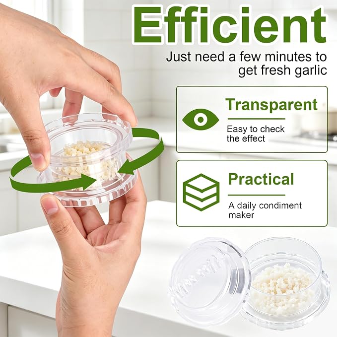 2PCS Manual Garlic Twister and Ginger Mincer Tool, Manual Garlic Twister and Mincer, Garlic Crusher, Garlic Grinder, Compact Garlic Mincer Tool, Ginger, Herbs (White + Blue)
