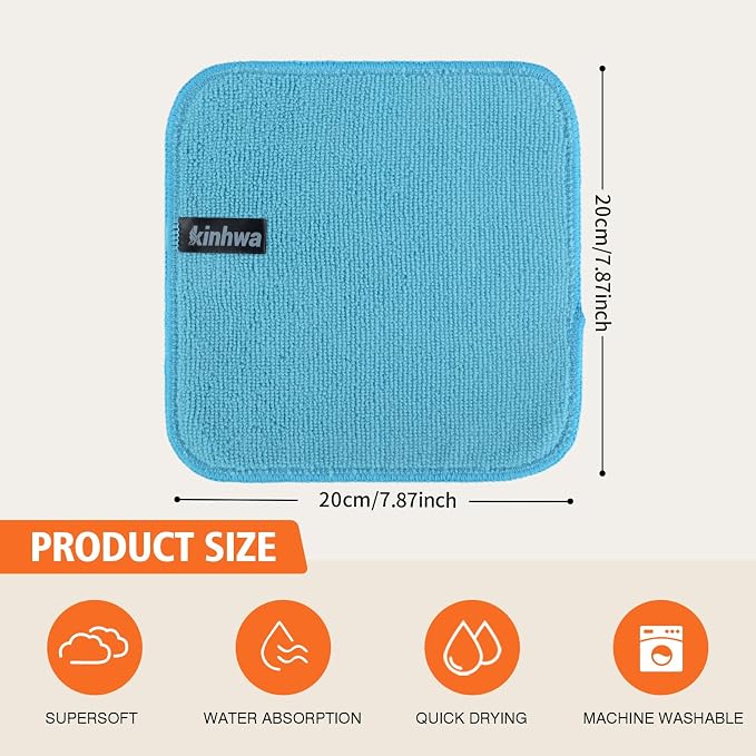 Dish Cloths with Scrub Side, Microfiber Dish Rags Kitchen Washcloths | Absorbent dish cloths for washing dishes with scrubber side Quick dry kitchen wash cloths and dish rags 12 Pack 7Inch Mixing